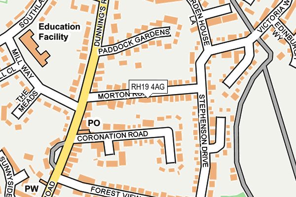 RH19 4AG map - OS OpenMap – Local (Ordnance Survey)