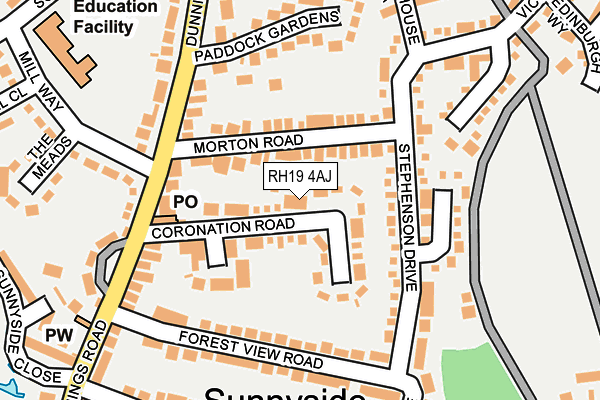 RH19 4AJ map - OS OpenMap – Local (Ordnance Survey)
