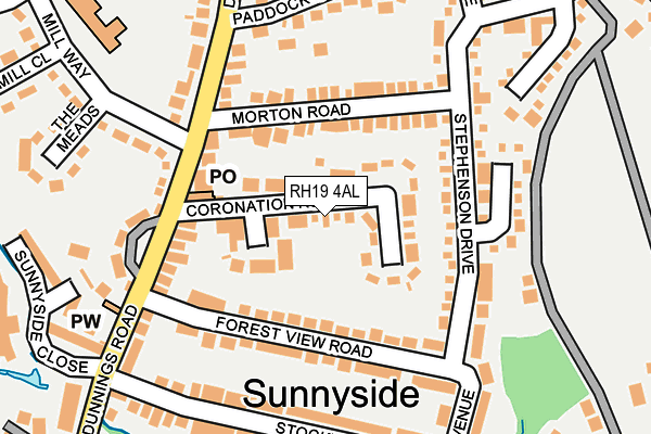 RH19 4AL map - OS OpenMap – Local (Ordnance Survey)