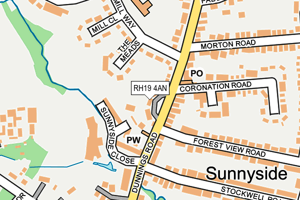 RH19 4AN map - OS OpenMap – Local (Ordnance Survey)