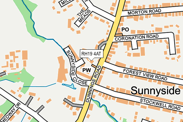 RH19 4AT map - OS OpenMap – Local (Ordnance Survey)