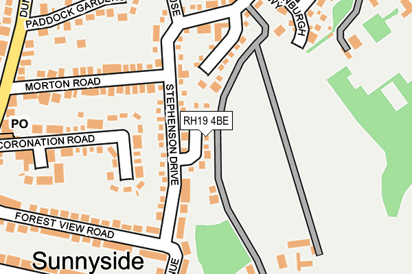 RH19 4BE map - OS OpenMap – Local (Ordnance Survey)