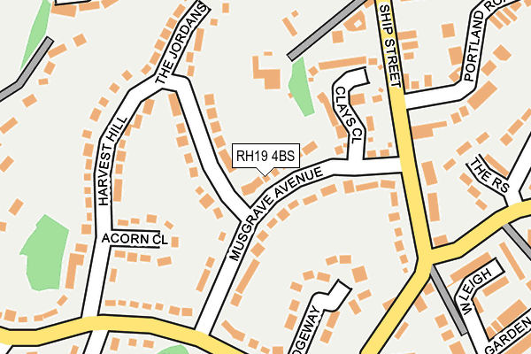 RH19 4BS map - OS OpenMap – Local (Ordnance Survey)