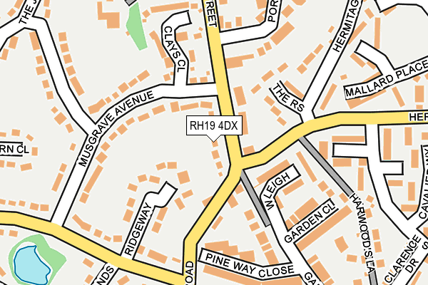 RH19 4DX map - OS OpenMap – Local (Ordnance Survey)