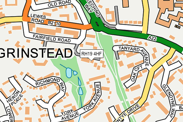 RH19 4HF map - OS OpenMap – Local (Ordnance Survey)