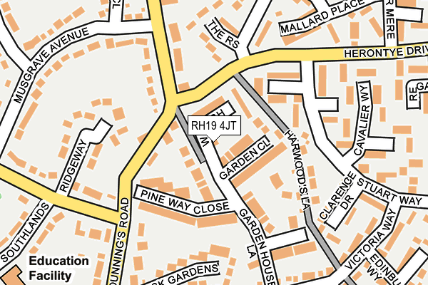RH19 4JT map - OS OpenMap – Local (Ordnance Survey)