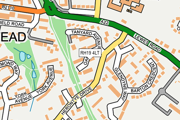 RH19 4LT map - OS OpenMap – Local (Ordnance Survey)