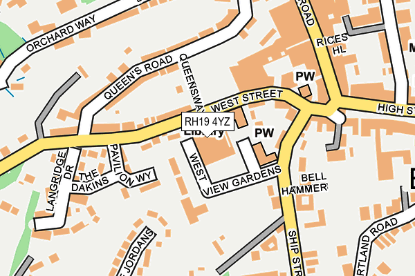 RH19 4YZ map - OS OpenMap – Local (Ordnance Survey)