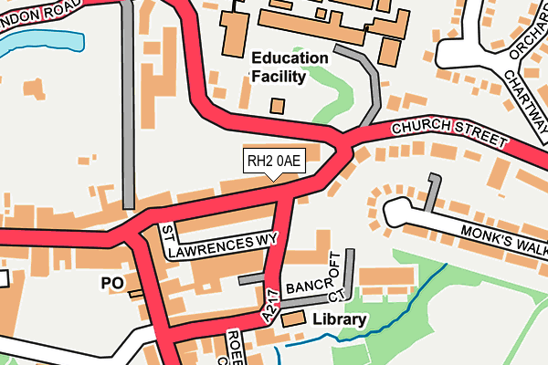 RH2 0AE map - OS OpenMap – Local (Ordnance Survey)