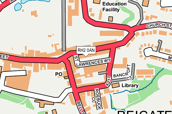 RH2 0AN map - OS OpenMap – Local (Ordnance Survey)