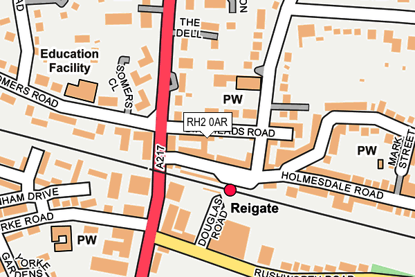 RH2 0AR map - OS OpenMap – Local (Ordnance Survey)
