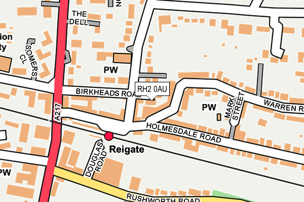 RH2 0AU map - OS OpenMap – Local (Ordnance Survey)