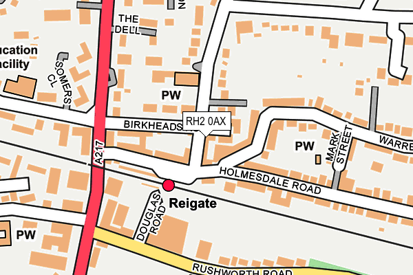 RH2 0AX map - OS OpenMap – Local (Ordnance Survey)