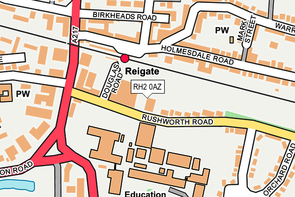 RH2 0AZ map - OS OpenMap – Local (Ordnance Survey)