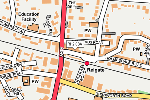 Map of REIGATE PIZZA HOUSE LIMITED at local scale