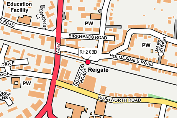 RH2 0BD map - OS OpenMap – Local (Ordnance Survey)