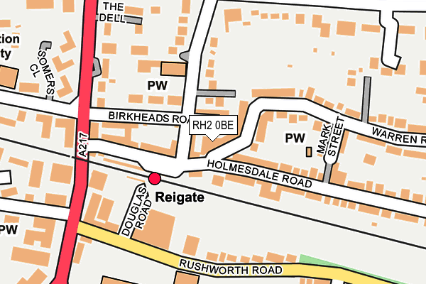 RH2 0BE map - OS OpenMap – Local (Ordnance Survey)