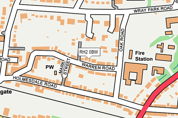 RH2 0BW map - OS OpenMap – Local (Ordnance Survey)