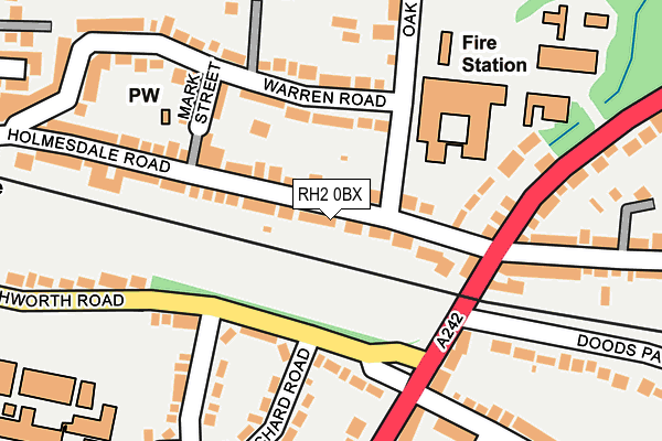 RH2 0BX map - OS OpenMap – Local (Ordnance Survey)