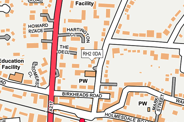 RH2 0DA map - OS OpenMap – Local (Ordnance Survey)