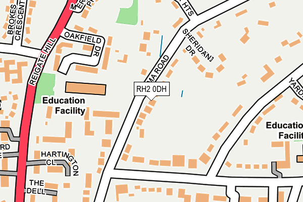 RH2 0DH map - OS OpenMap – Local (Ordnance Survey)