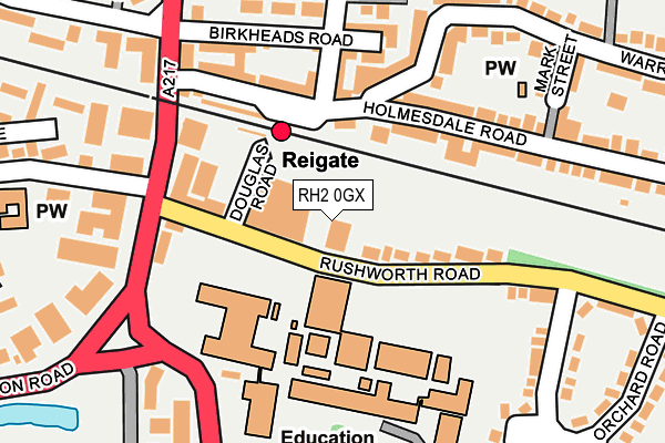 RH2 0GX map - OS OpenMap – Local (Ordnance Survey)