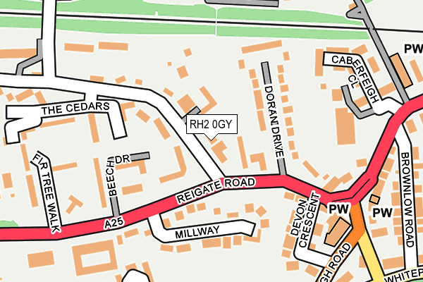 RH2 0GY map - OS OpenMap – Local (Ordnance Survey)