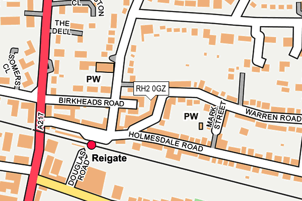 RH2 0GZ map - OS OpenMap – Local (Ordnance Survey)