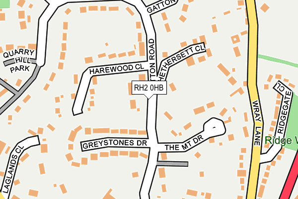 RH2 0HB map - OS OpenMap – Local (Ordnance Survey)