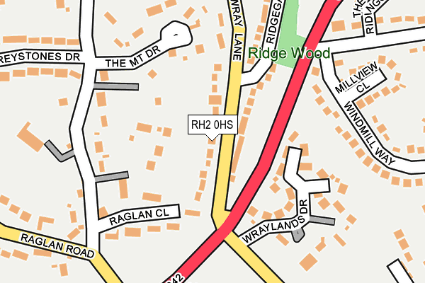 RH2 0HS map - OS OpenMap – Local (Ordnance Survey)