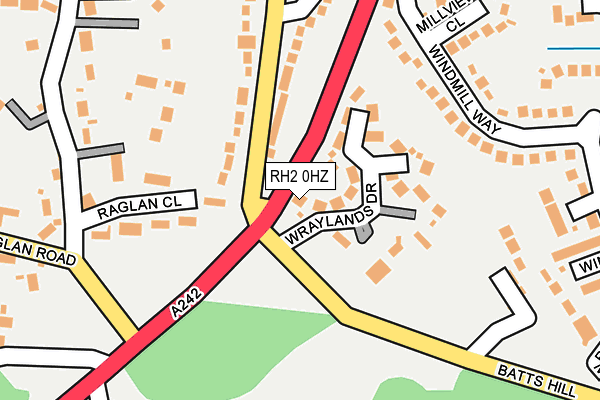 RH2 0HZ map - OS OpenMap – Local (Ordnance Survey)