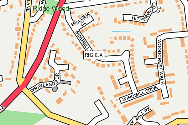 RH2 0JA map - OS OpenMap – Local (Ordnance Survey)