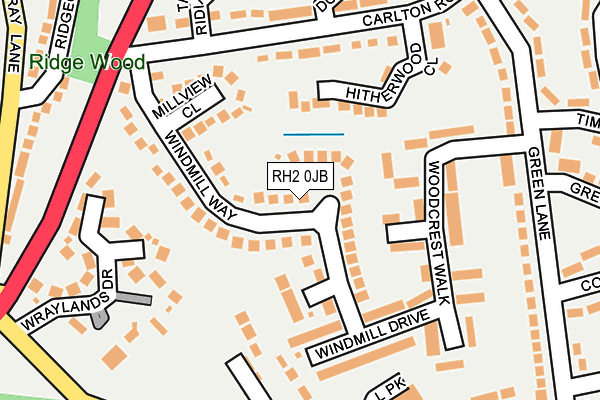 RH2 0JB map - OS OpenMap – Local (Ordnance Survey)