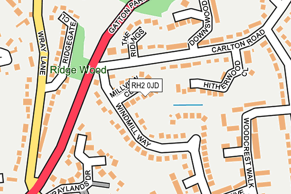 RH2 0JD map - OS OpenMap – Local (Ordnance Survey)