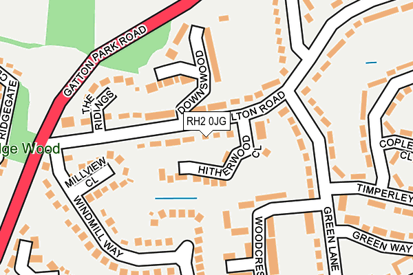 RH2 0JG map - OS OpenMap – Local (Ordnance Survey)