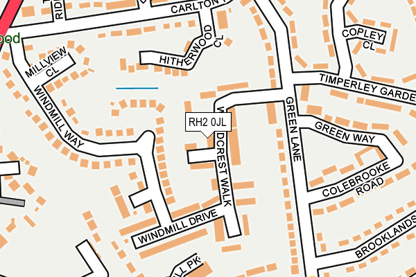 RH2 0JL map - OS OpenMap – Local (Ordnance Survey)