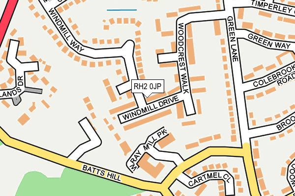 RH2 0JP map - OS OpenMap – Local (Ordnance Survey)