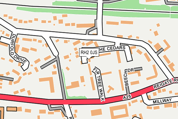 RH2 0JS map - OS OpenMap – Local (Ordnance Survey)