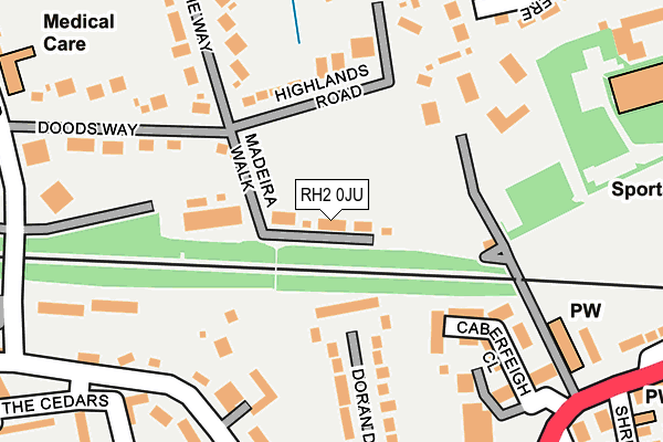 RH2 0JU map - OS OpenMap – Local (Ordnance Survey)
