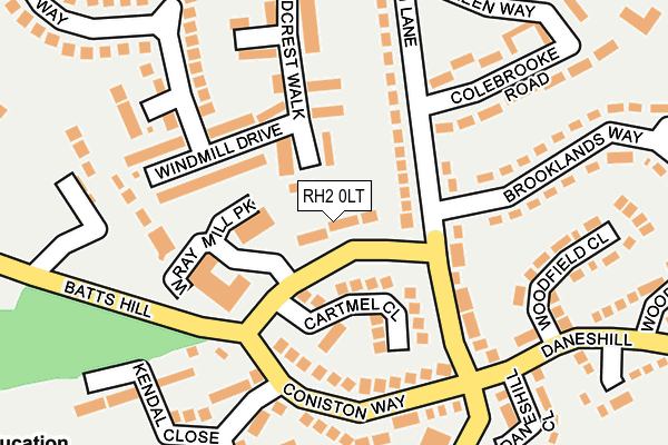 RH2 0LT map - OS OpenMap – Local (Ordnance Survey)