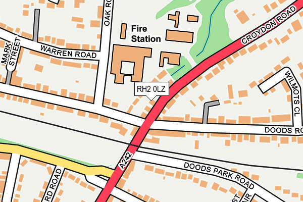 RH2 0LZ map - OS OpenMap – Local (Ordnance Survey)
