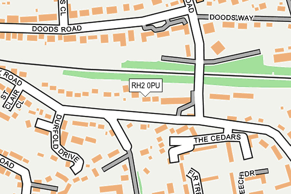RH2 0PU map - OS OpenMap – Local (Ordnance Survey)
