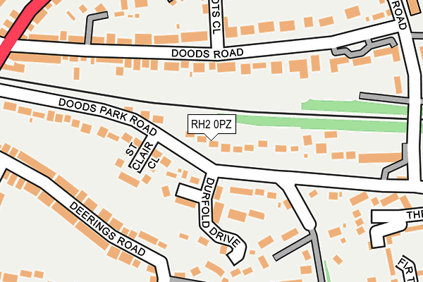 RH2 0PZ map - OS OpenMap – Local (Ordnance Survey)