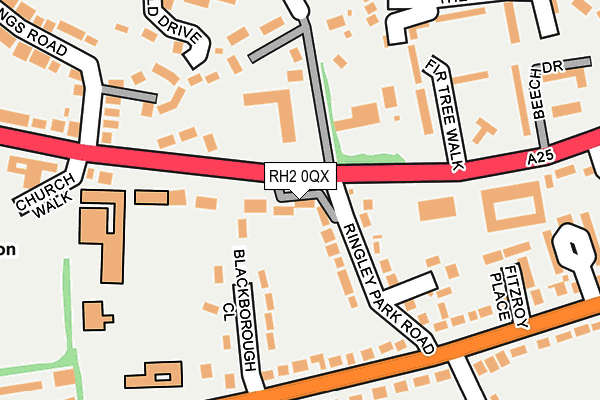 RH2 0QX map - OS OpenMap – Local (Ordnance Survey)