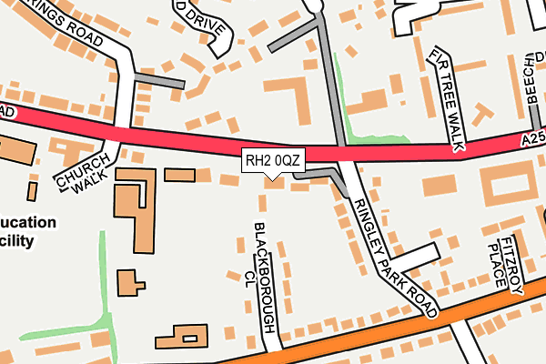 RH2 0QZ map - OS OpenMap – Local (Ordnance Survey)