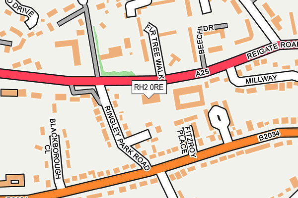 RH2 0RE map - OS OpenMap – Local (Ordnance Survey)