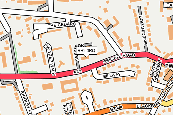RH2 0RQ map - OS OpenMap – Local (Ordnance Survey)