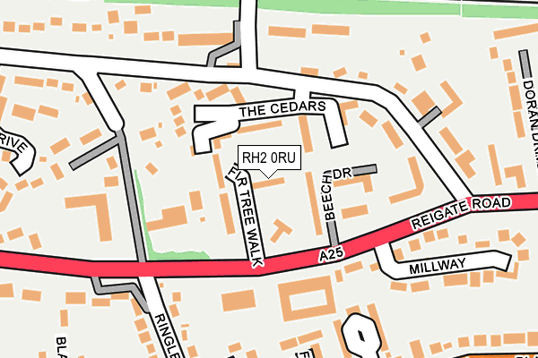 RH2 0RU map - OS OpenMap – Local (Ordnance Survey)