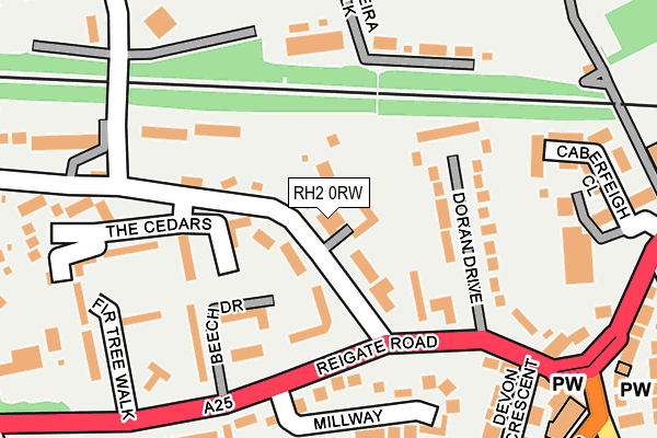 RH2 0RW map - OS OpenMap – Local (Ordnance Survey)