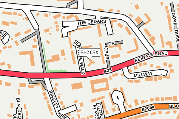 RH2 0RX map - OS OpenMap – Local (Ordnance Survey)